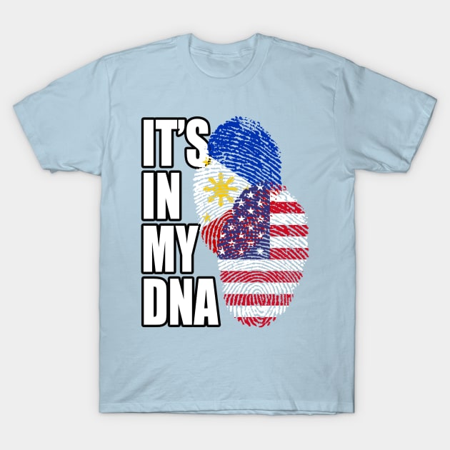 American And Filipino DNA Mix Flag Heritage T-Shirt by Just Rep It!!